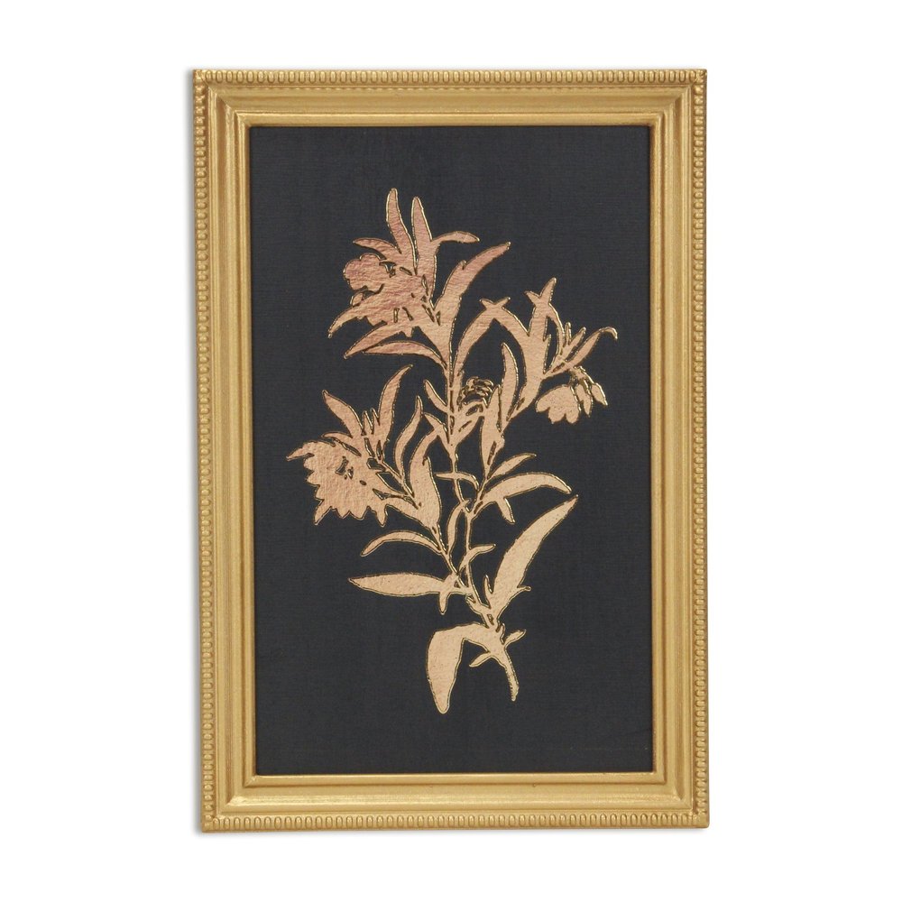 21" X 14" Gold And Black Flower Bouquet Wood Framed Art — view 4