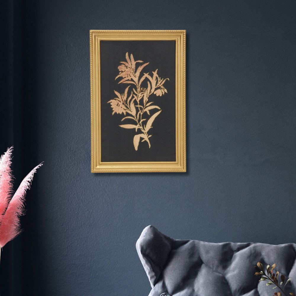21" X 14" Gold And Black Flower Bouquet Wood Framed Art — view 6