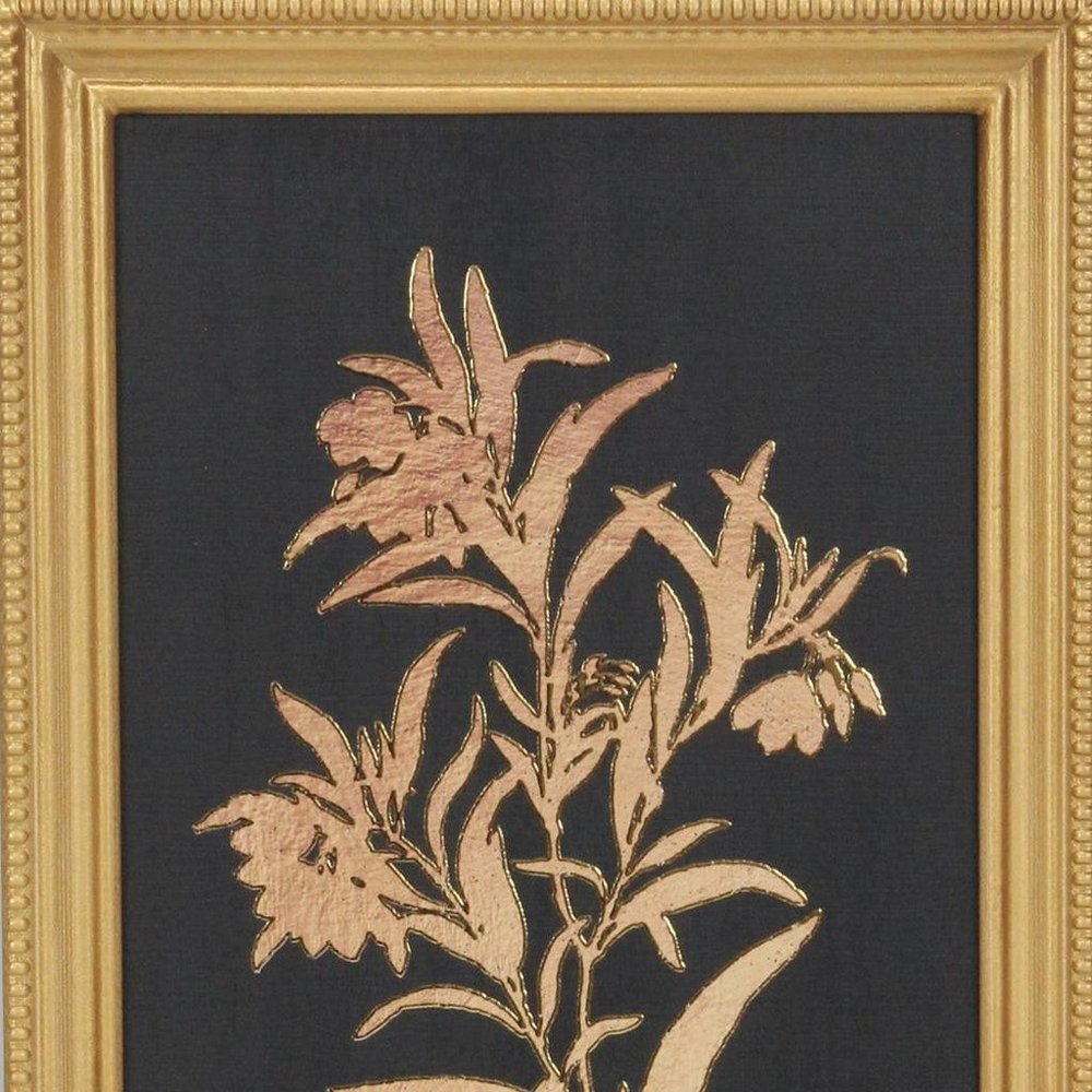 21" X 14" Gold And Black Flower Bouquet Wood Framed Art — view 8