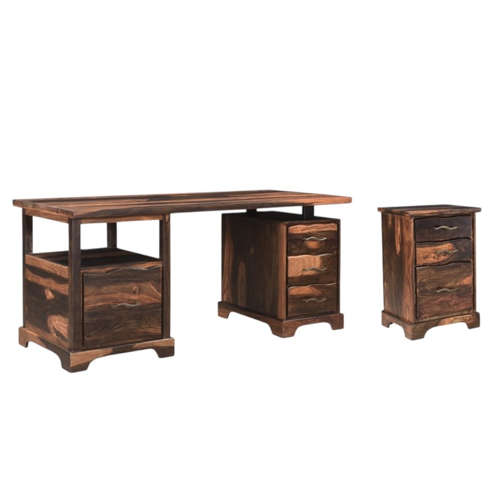 68" Dark Brown Solid Wood Pedestal Executive Desk 2With And Seven Drawers HomeRoots