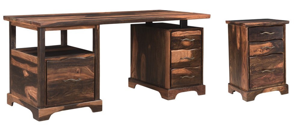 68" Dark Brown Solid Wood Pedestal Executive Desk 2With And Seven Drawers HomeRoots