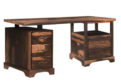 68" Dark Brown Solid Wood Pedestal Executive Desk 2With And Seven Drawers HomeRoots
