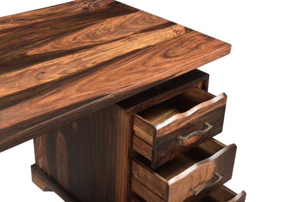 68" Dark Brown Solid Wood Pedestal Executive Desk 2With And Seven Drawers HomeRoots