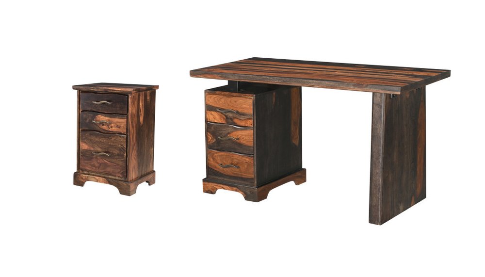 54" Dark Brown Solid Wood Pedestal Writing Desk 2With And Six Drawers HomeRoots