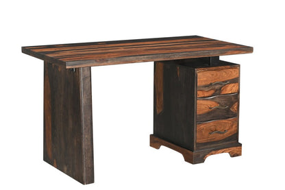 54" Dark Brown Solid Wood Pedestal Writing Desk 2With And Six Drawers HomeRoots