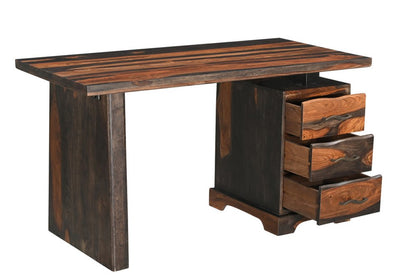 54" Dark Brown Solid Wood Pedestal Writing Desk 2With And Six Drawers HomeRoots