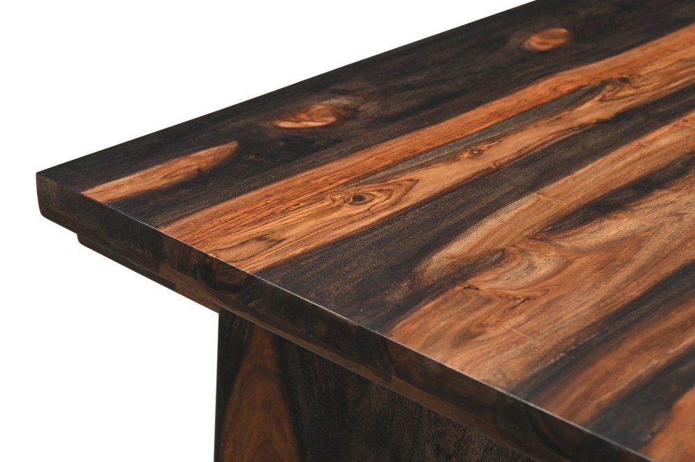 54" Dark Brown Solid Wood Pedestal Writing Desk 2With And Six Drawers