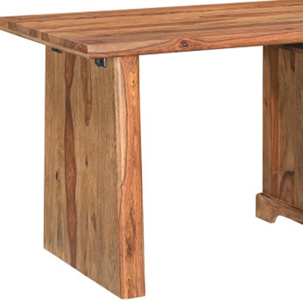 54" Dark Brown Solid Wood Pedestal Writing Desk 2With And Six Drawers HomeRoots