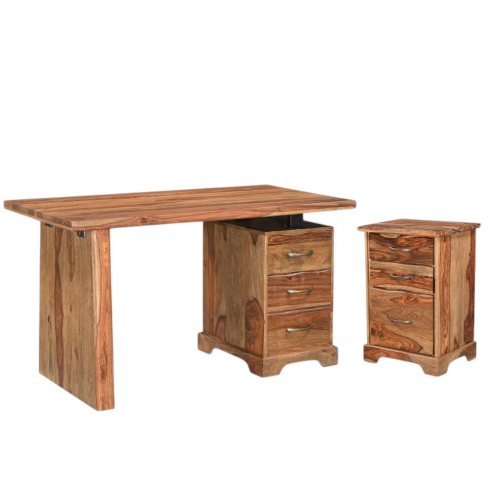 54" Dark Brown Solid Wood Pedestal Writing Desk 2With And Six Drawers HomeRoots