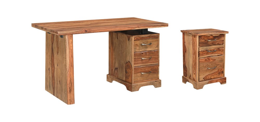 54" Dark Brown Solid Wood Pedestal Writing Desk 2With And Six Drawers HomeRoots