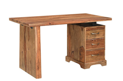 54" Dark Brown Solid Wood Pedestal Writing Desk 2With And Six Drawers HomeRoots