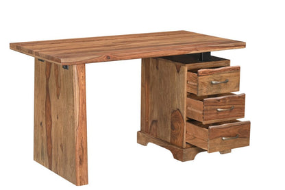 54" Dark Brown Solid Wood Pedestal Writing Desk 2With And Six Drawers HomeRoots