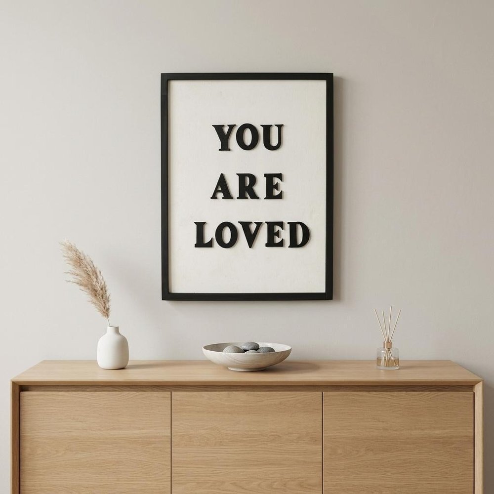 16" X 12" Black And White You Are Loved Framed Wall Decor — view 11