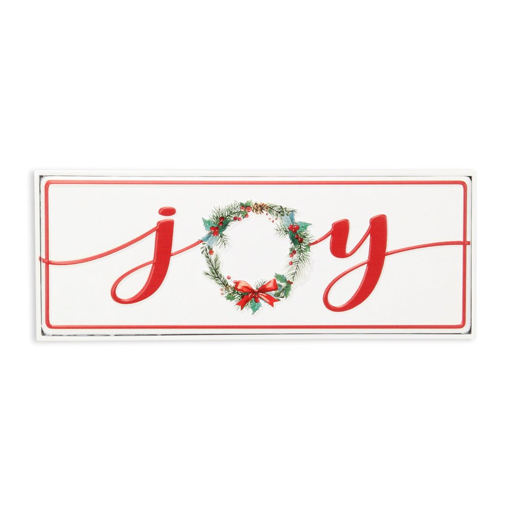 7" X 19" White and Red Christmas Joy Metal Wall Decor — view 1