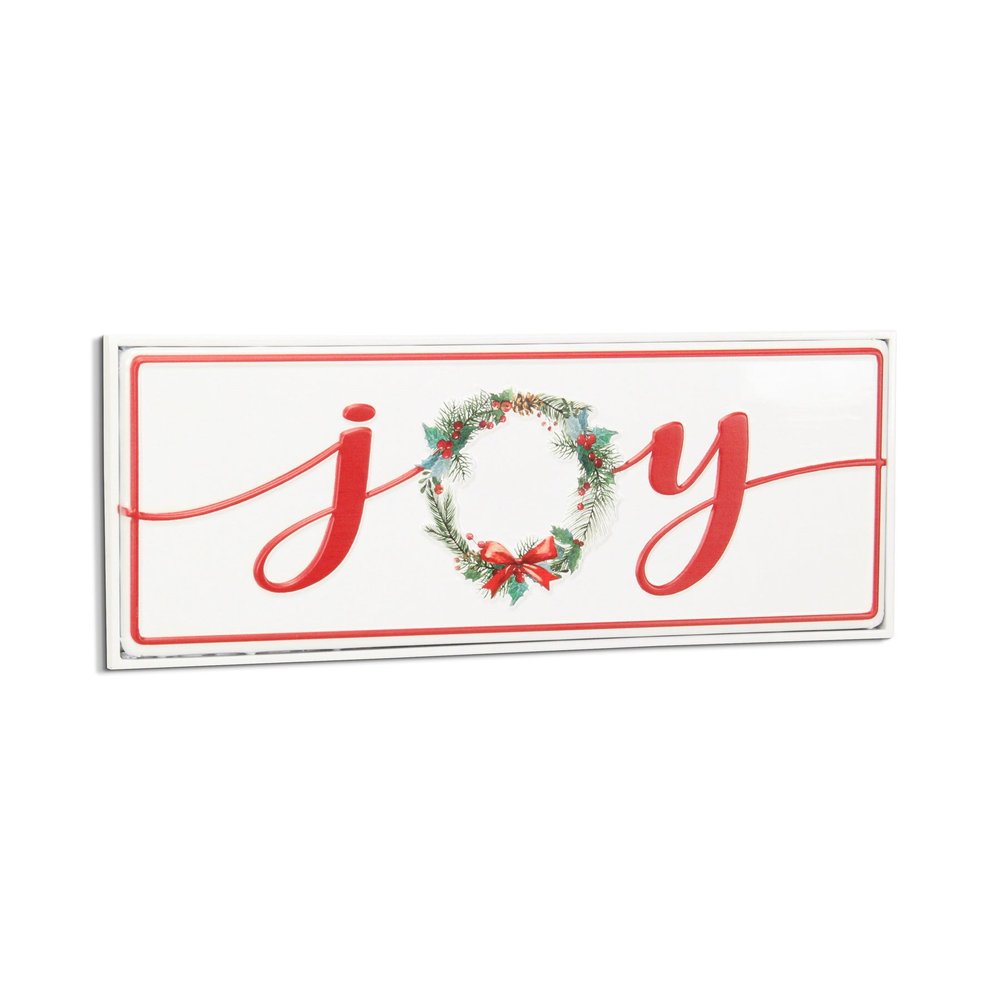 7" X 19" White and Red Christmas Joy Metal Wall Decor — view 2