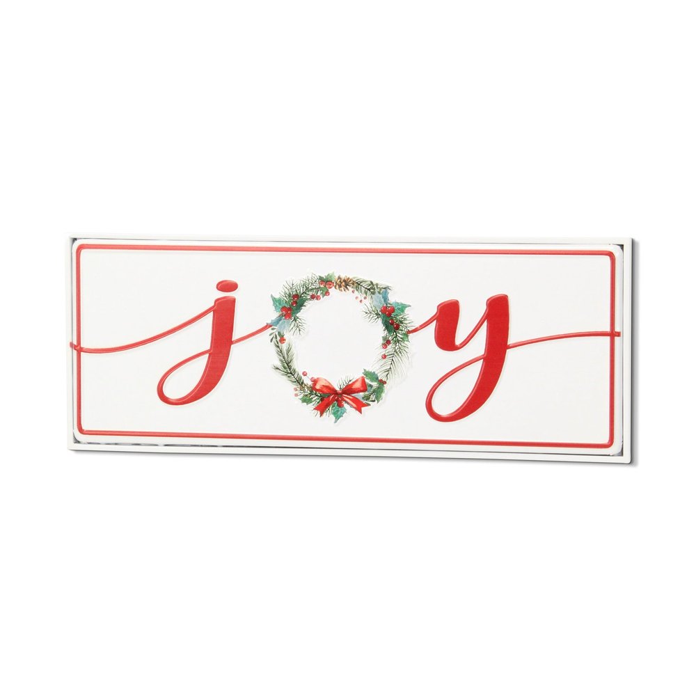 7" X 19" White and Red Christmas Joy Metal Wall Decor — view 3