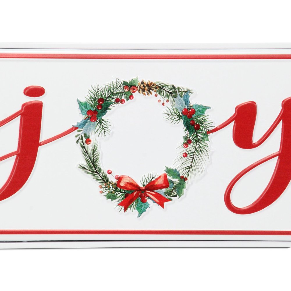 7" X 19" White and Red Christmas Joy Metal Wall Decor — view 4