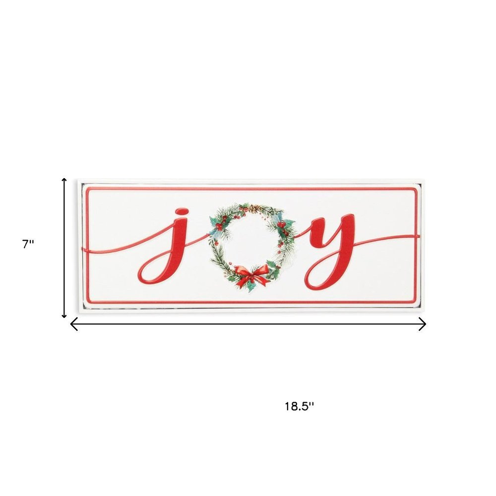 7" X 19" White and Red Christmas Joy Metal Wall Decor — view 8