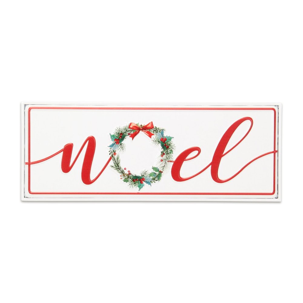 7" X 19" White and Red Christmas Noel Metal Wall Decor — view 1