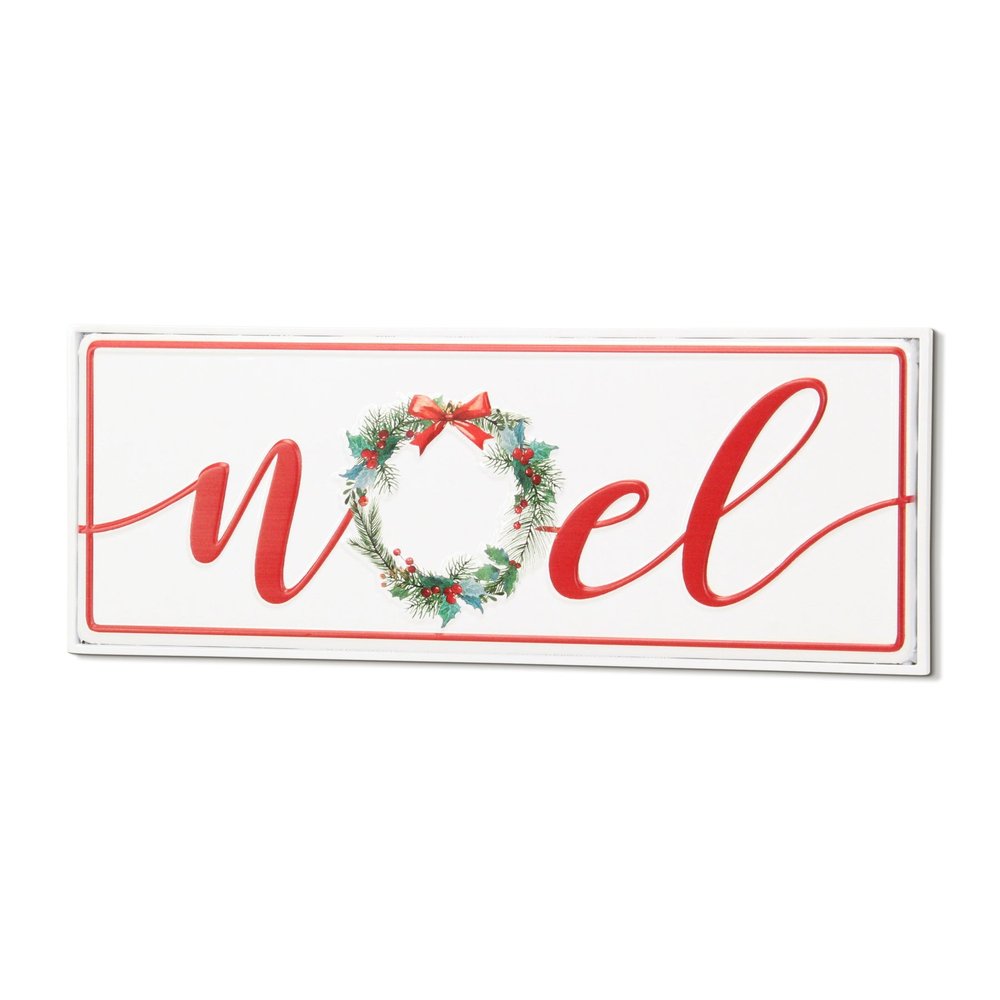 7" X 19" White and Red Christmas Noel Metal Wall Decor — view 3