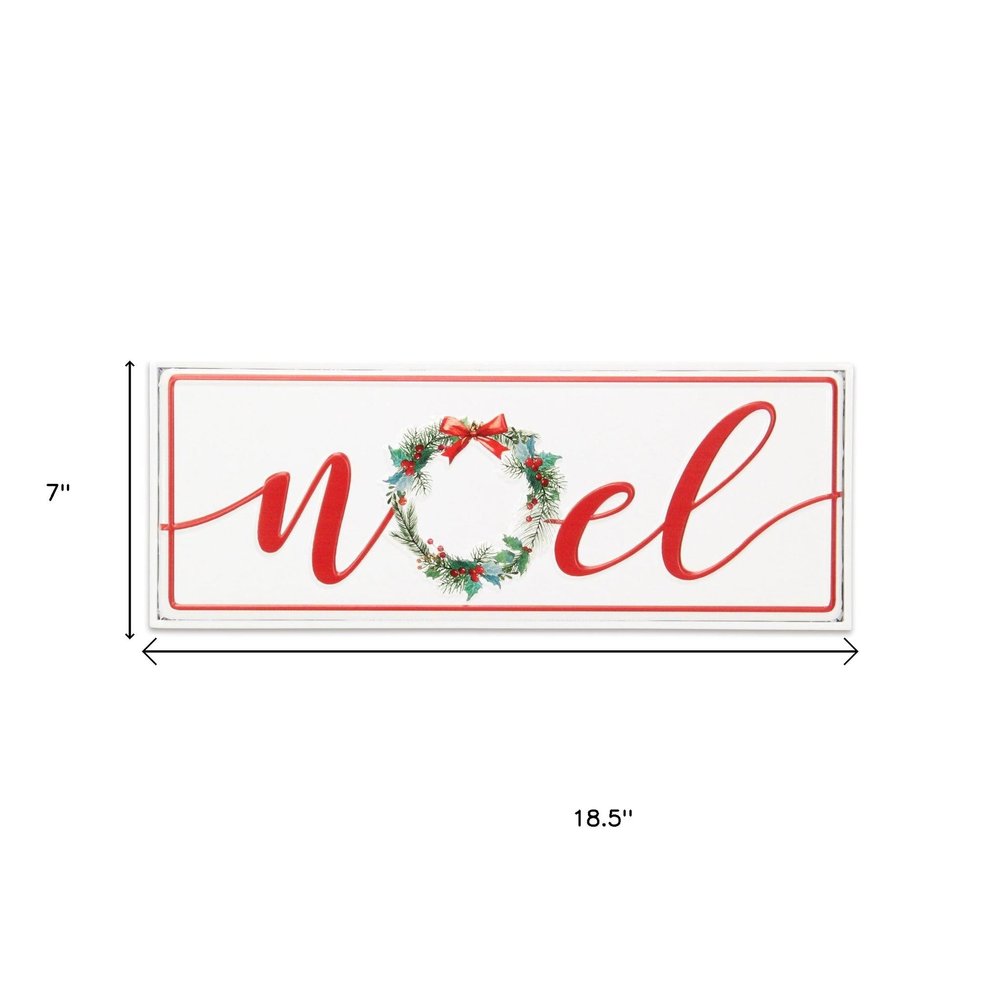 7" X 19" White and Red Christmas Noel Metal Wall Decor — view 8