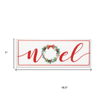 7" X 19" White and Red Christmas Noel Metal Wall Decor