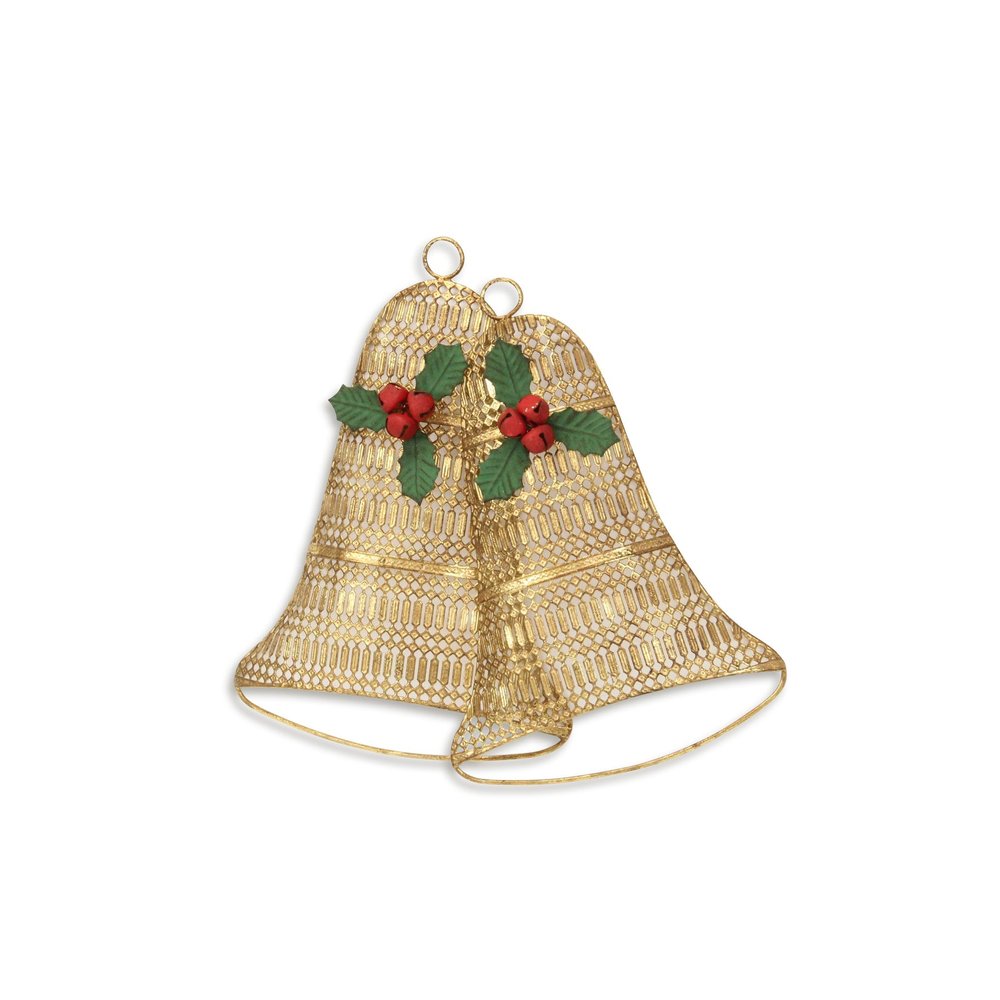 14" X 14" Gold Metal Christmas Bells Hanging Dimensional Sculpture — view 3