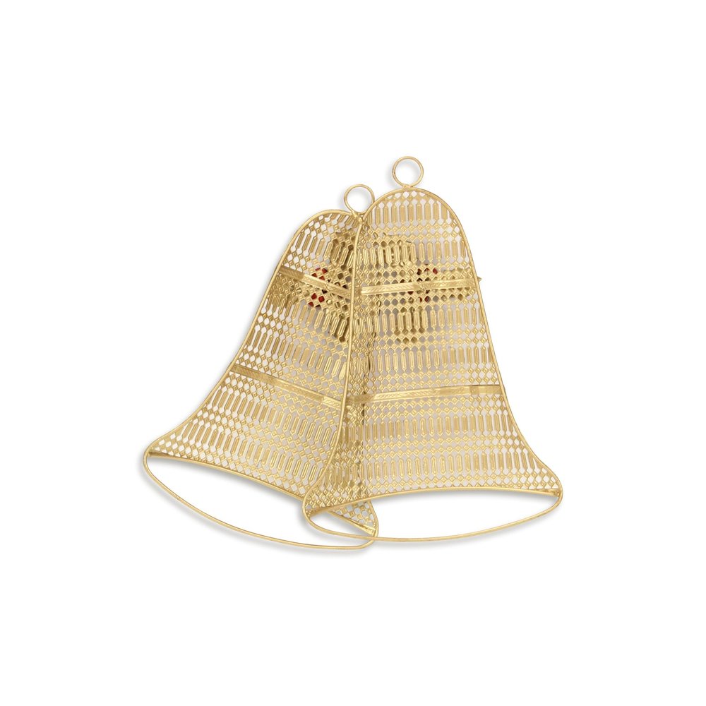 14" X 14" Gold Metal Christmas Bells Hanging Dimensional Sculpture — view 4