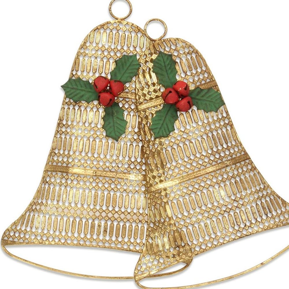 14" X 14" Gold Metal Christmas Bells Hanging Dimensional Sculpture — view 7