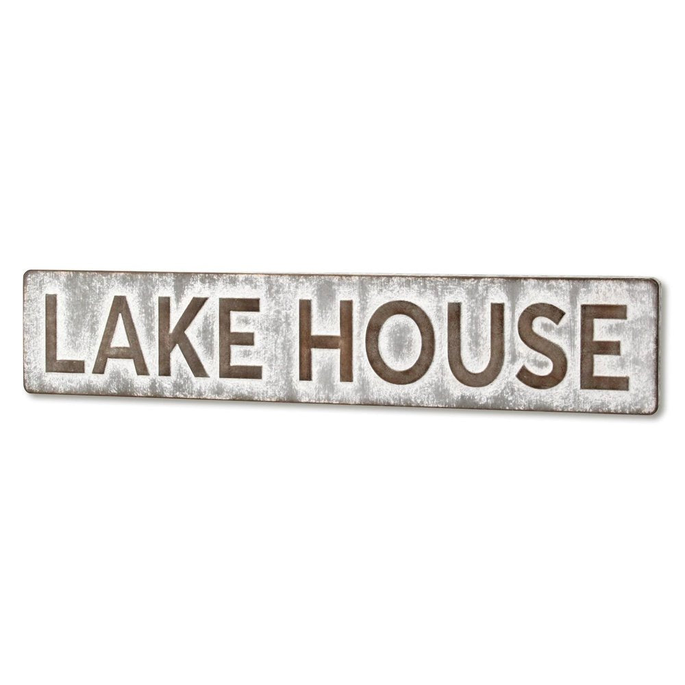 7" X 36" Gray Lake House Galvanized Metal Wall Decor — view 3