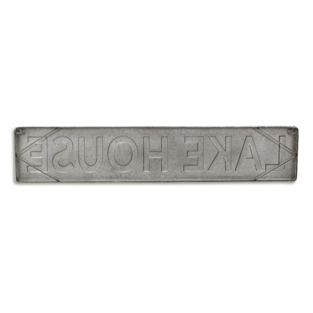 7" X 36" Gray Lake House Galvanized Metal Wall Decor — view 4