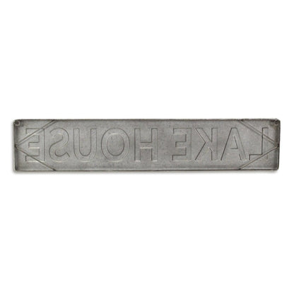 7" X 36" Gray Lake House Galvanized Metal Wall Decor