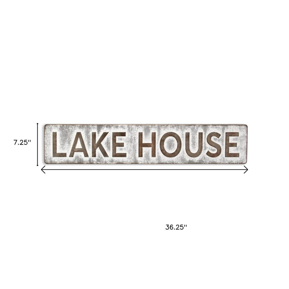 7" X 36" Gray Lake House Galvanized Metal Wall Decor — view 9