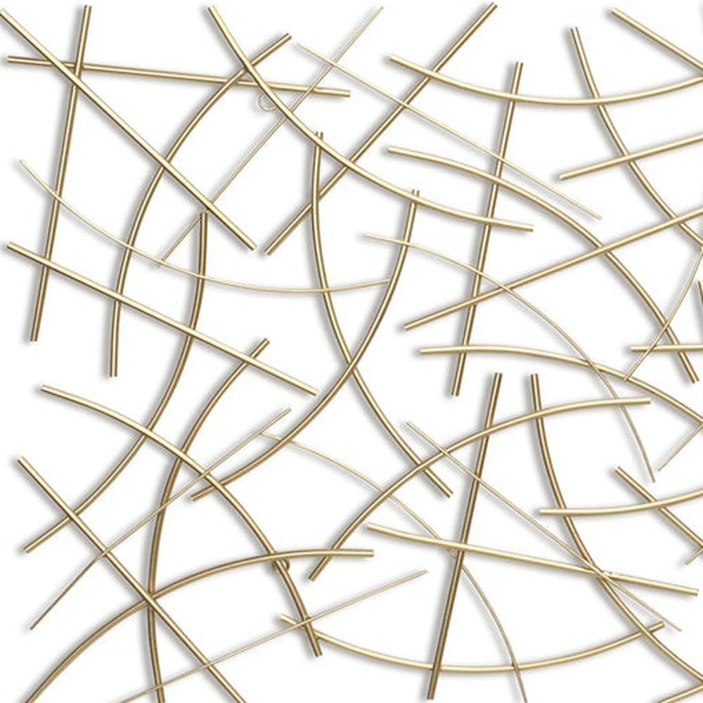 24" X 44" Gold Abstract Lines Metal Hanging Dimensional Sculpture — view 8