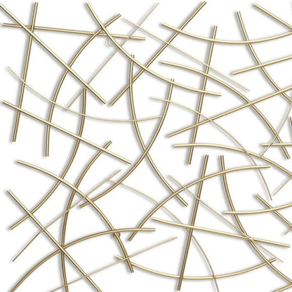 24" X 44" Gold Abstract Lines Metal Hanging Dimensional Sculpture
