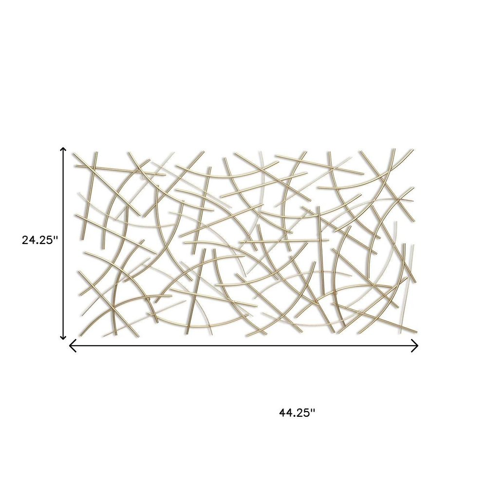 24" X 44" Gold Abstract Lines Metal Hanging Dimensional Sculpture — view 9