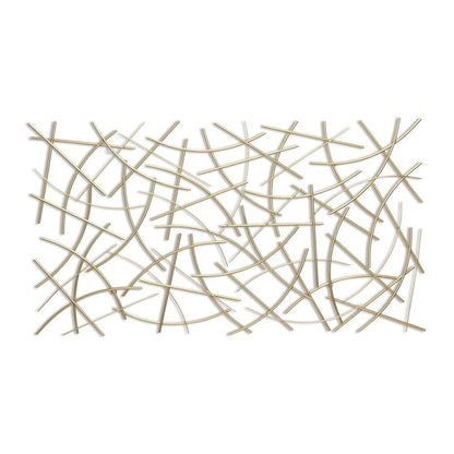 24" X 44" Gold Abstract Lines Metal Hanging Dimensional Sculpture