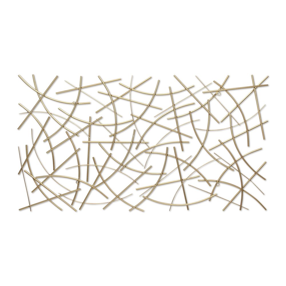 24" X 44" Gold Abstract Lines Metal Hanging Dimensional Sculpture — view 4