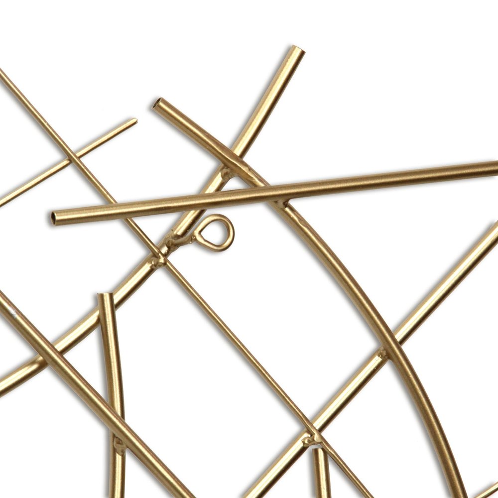24" X 44" Gold Abstract Lines Metal Hanging Dimensional Sculpture — view 5