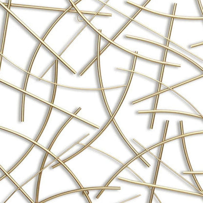 24" X 44" Gold Abstract Lines Metal Hanging Dimensional Sculpture
