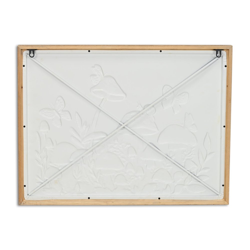 20" X 26" Natural And White Butterflies and Mushrooms Metal Framed Art — view 4