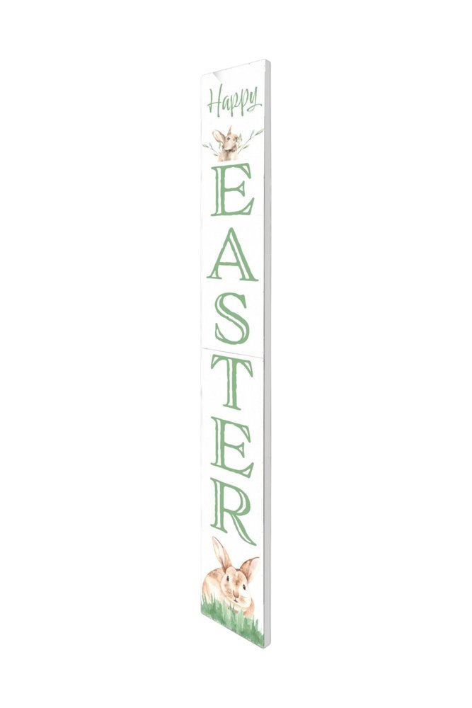 72" White And Green Solid Wood Happy Easter Easter Porch Sign HomeRoots