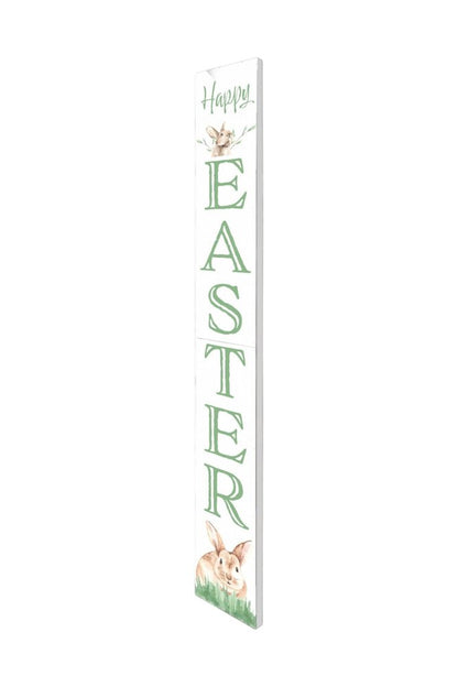 72" White And Green Solid Wood Happy Easter Easter Porch Sign HomeRoots