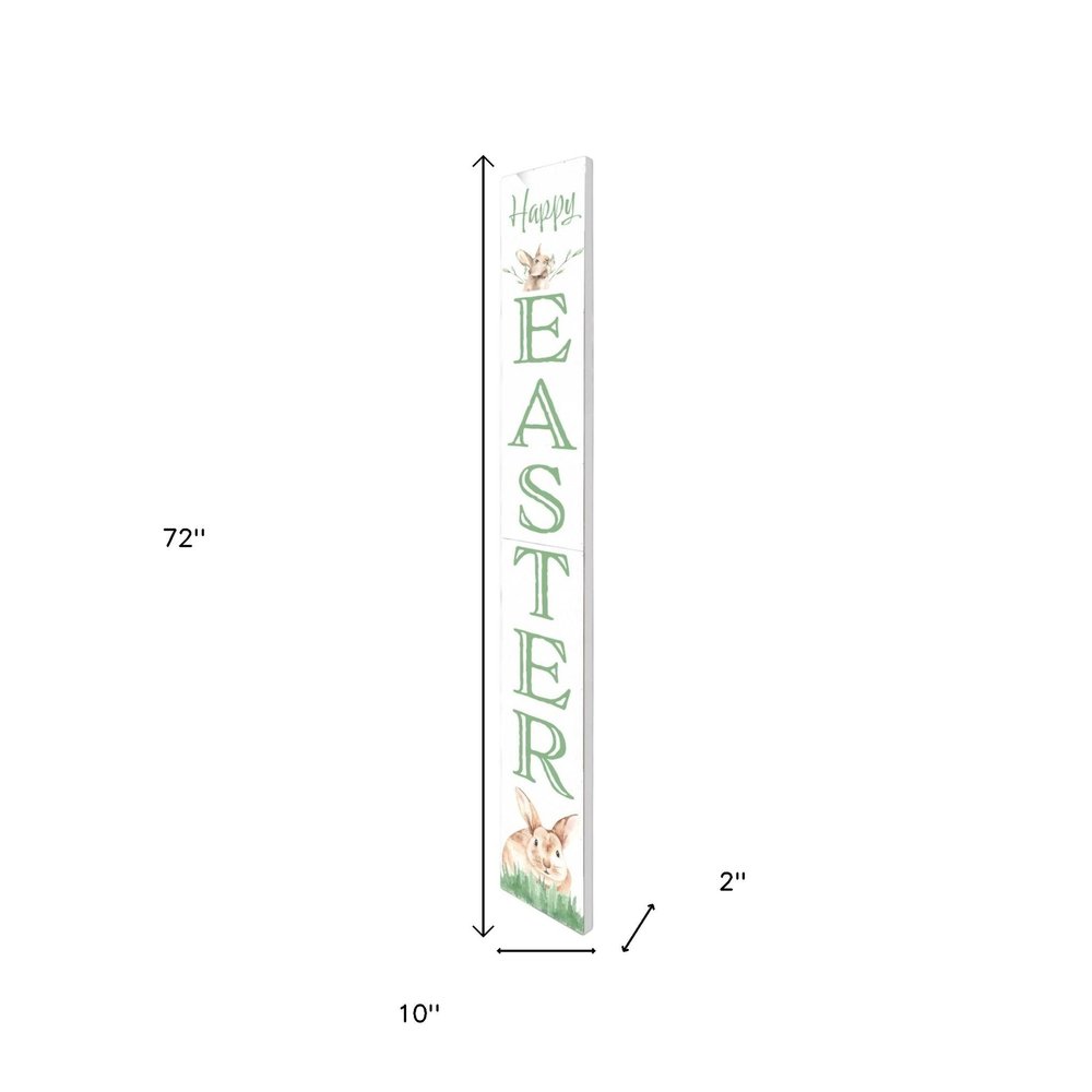72" White And Green Solid Wood Happy Easter Easter Porch Sign HomeRoots