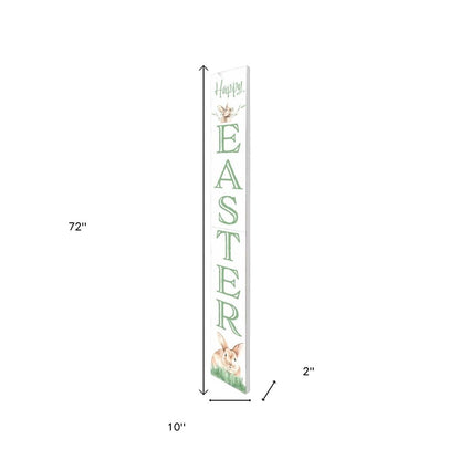 72" White And Green Solid Wood Happy Easter Easter Porch Sign HomeRoots