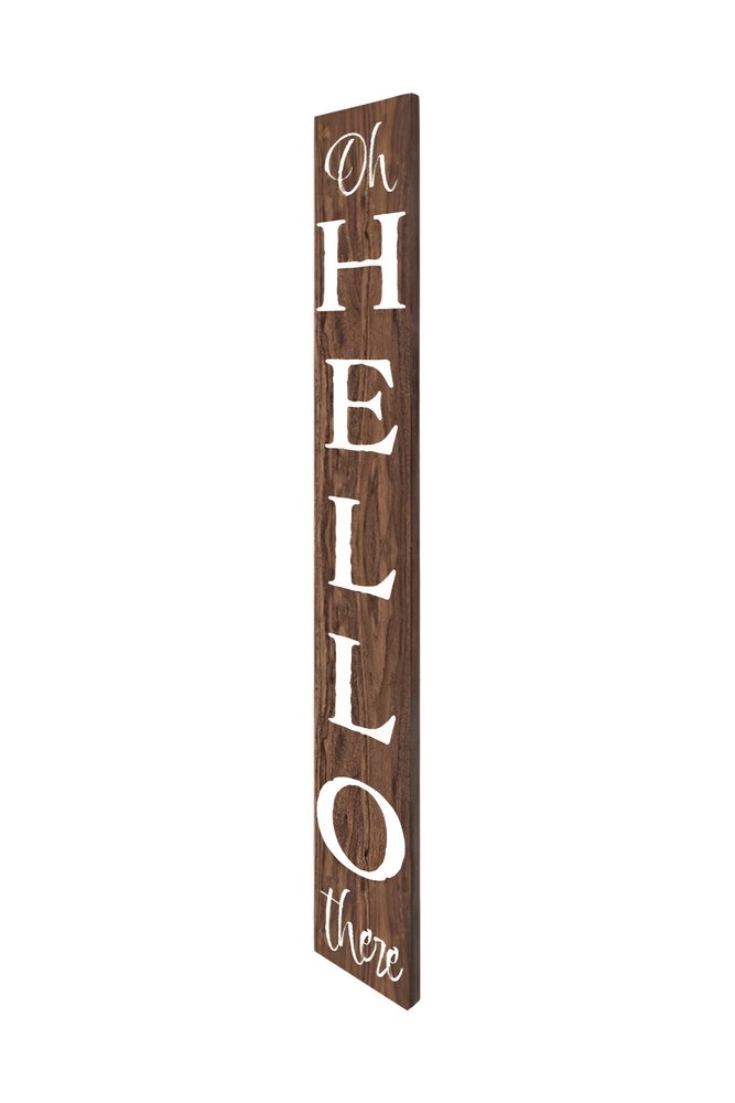 72" Brown And White Solid Wood Hello Porch Sign HomeRoots
