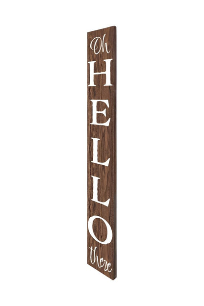72" Brown And White Solid Wood Hello Porch Sign HomeRoots