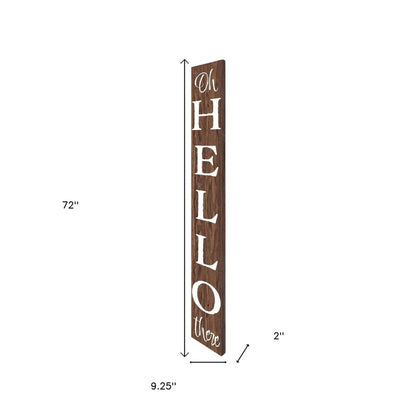72" Brown And White Solid Wood Hello Porch Sign HomeRoots