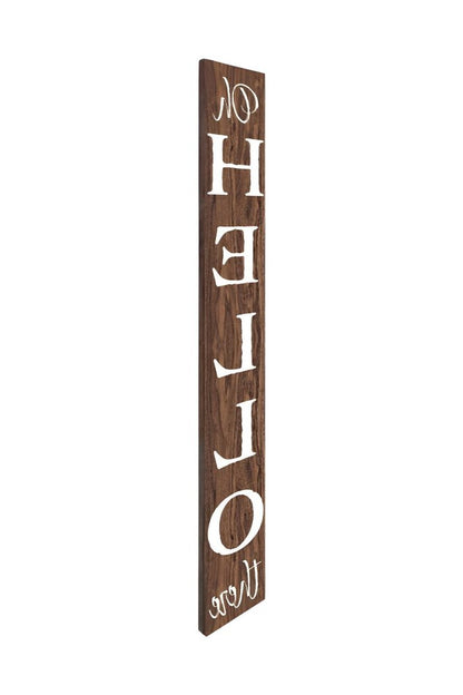 72" Brown And White Solid Wood Hello Porch Sign HomeRoots