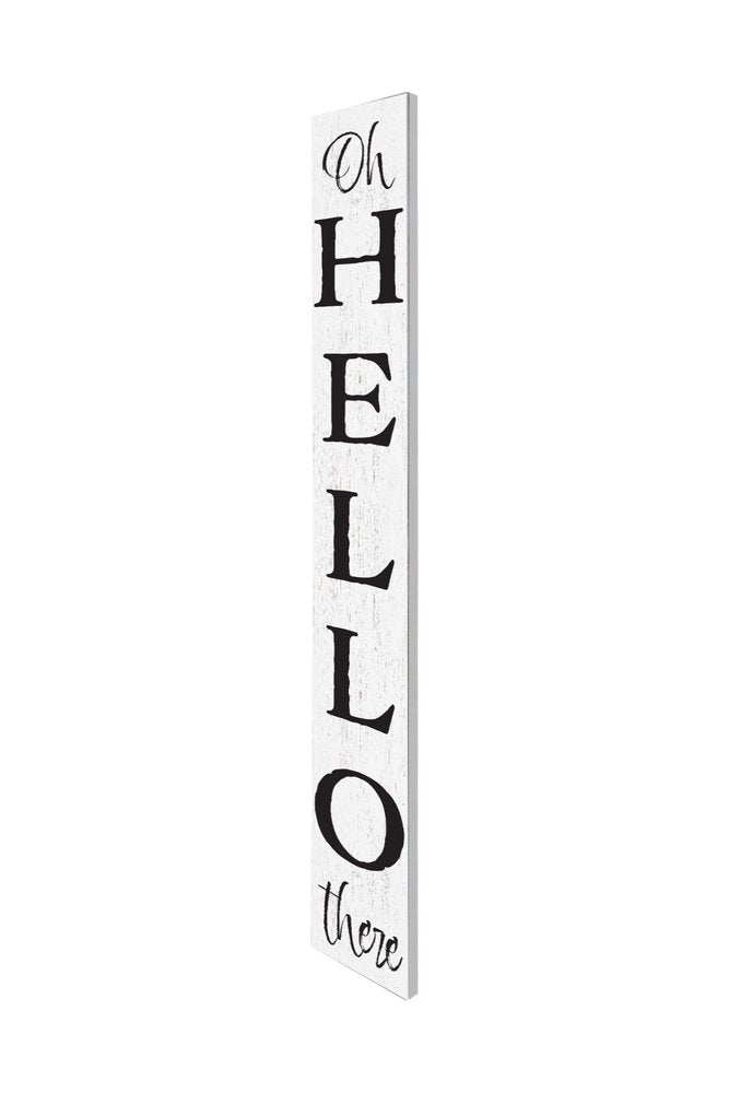 72" White And Black Solid Wood Hello Porch Sign HomeRoots